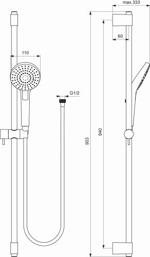 Ideal Standard Brausekombination Idealrain Evo, 900mm 3-Funktionshandbrause d:110mm, chrom B2237AA