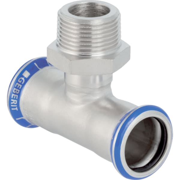 Geberit Mapress Edelstahl T-Stück mit AG d35-R1 1/4-35 31464