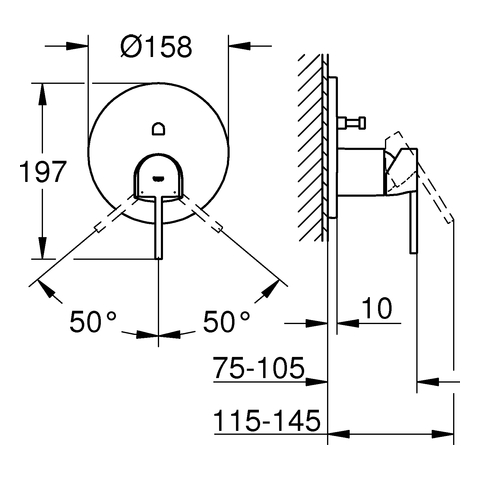Grohe Plus Einhand-Wannenbatterie supersteel Fertigmontageset für UP-Körper Rapido SmartBox 24060DC3