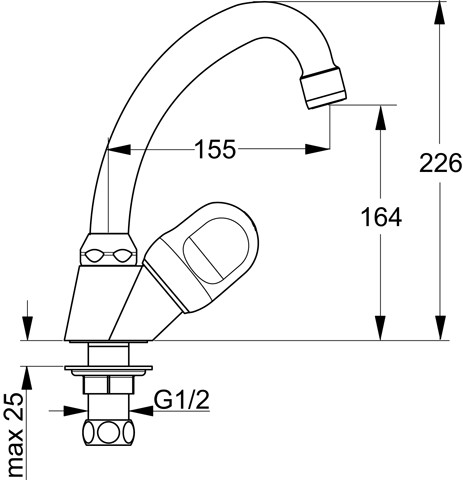 Ideal Standard Alpha Standventil mit hohem schwenkbaren Auslauf chrom B1841AA