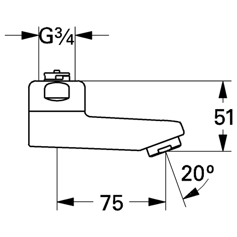 Grohe Gussauslauf 3/4" Ausladung: 75 Höhe: 51mm chrom 13460000