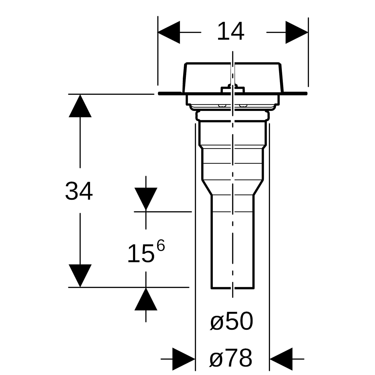 Geberit Rohbauset, zu Duschrinne CleanLine, stockwerksdurchdringende Installation 154.153.00.1