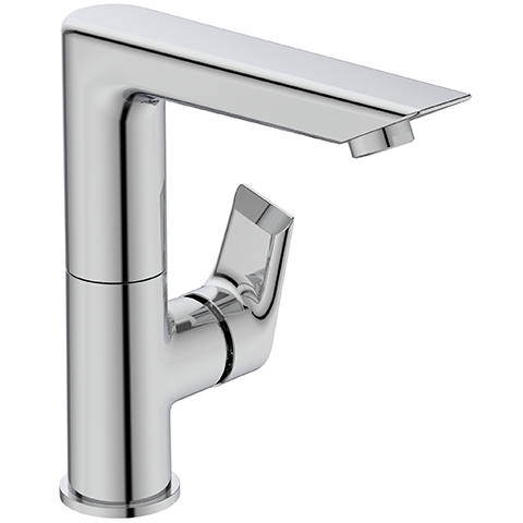 Ideal Standard Tesi Waschtischarmatur mit hohem schwenkbarem Auslauf mit Ablaufgarnitur chrom, Ausladung 147mm, 5 l/min A6754AA