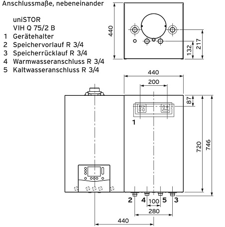 Vaillant uniSTOR VIH Q 75/2 B Warmwasser-Speicher 68 Liter wandhängend 0010025313