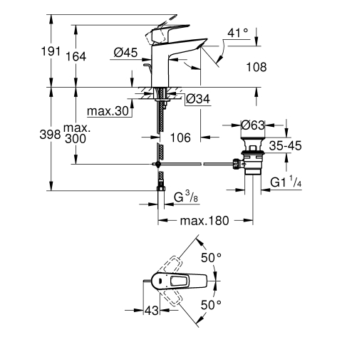 Grohe BauLoop Einhand-Waschtischbatterie chrom M-Size 23762001