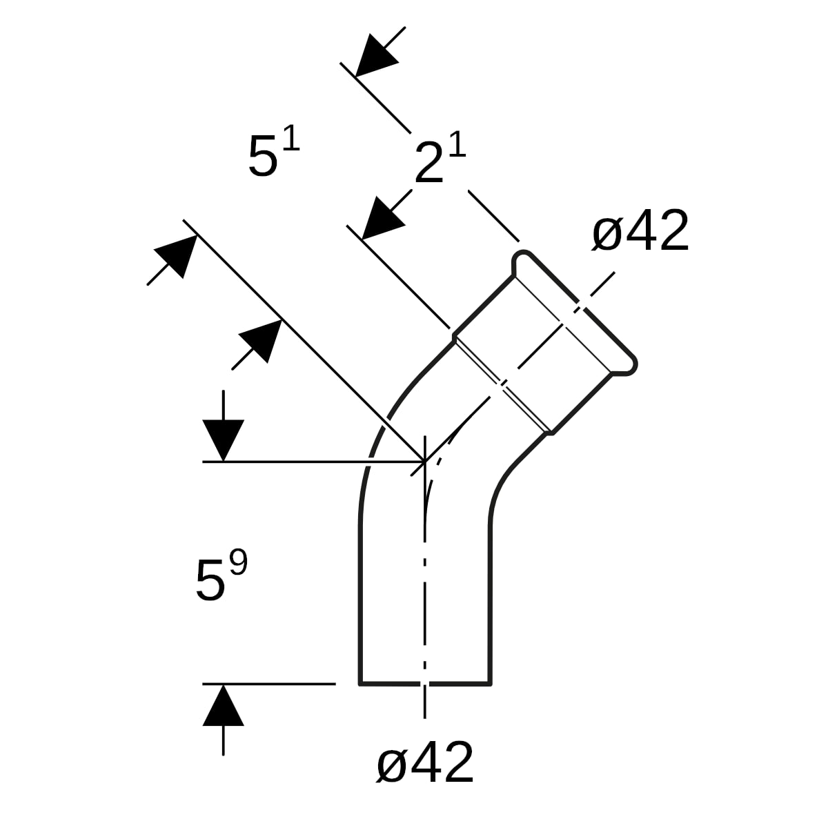 Geberit Mapress Edelstahl Bogen 45 Grad d42 mit Einschubende (LABS-frei) 82707