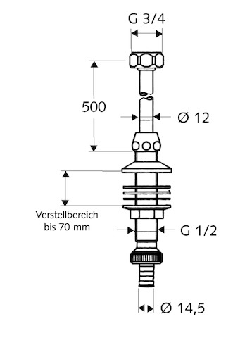 Schell Spülengarnitur Verstellbereich 1-70, 1/2"x12, chrom 039080699