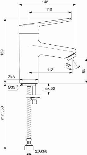 Ideal Standard Ceraplus 2 Waschtischarmatur chrom, Ausladung 112mm BC092AA