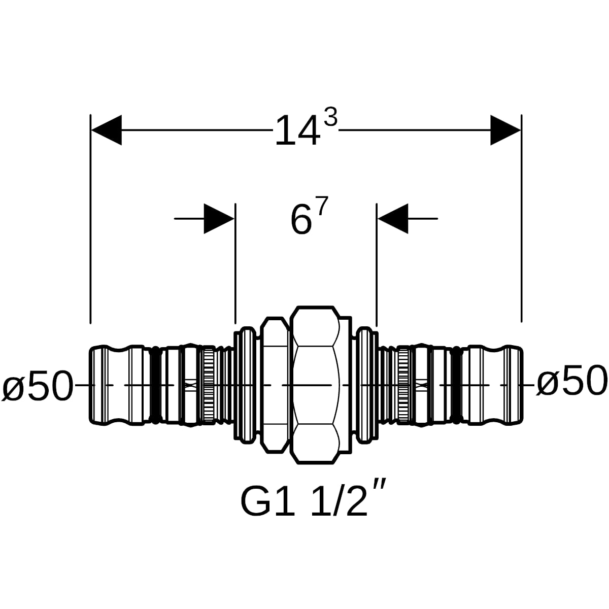 Geberit Mepla Verschraubung Rotguss d50 606.571.00.5