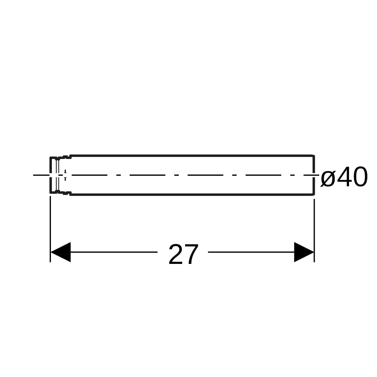 Geberit Anschlussstutzen mit O-Ring, d40 hochglanz verchromt 241.409.21.1