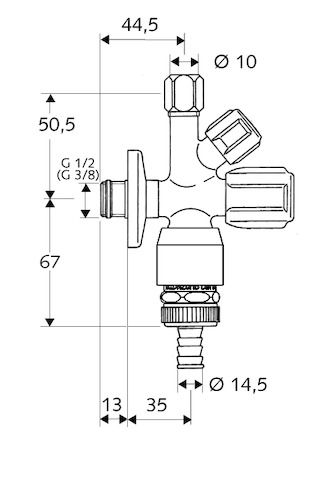 Schell Kombi-Eckventil COMFORT RV, RB, ASAG, 1/2", chrom 035490699