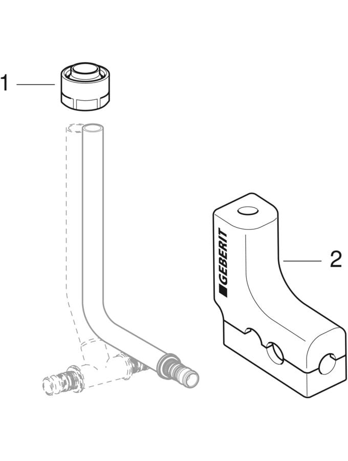 Geberit Mepla Metallrohr-Anschluss-T-Stück mit Anschlussverschraubung d20-15-20 612.362.22.7