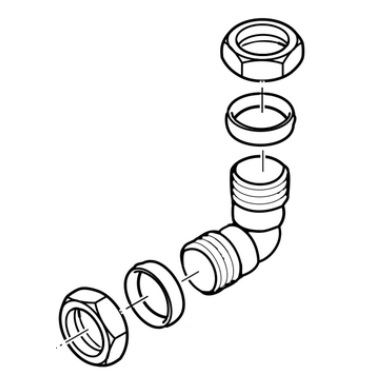 Buderus Winkelverschraubung 22x22mm für GB112, für Vorlauf GB112W/WT 7098260