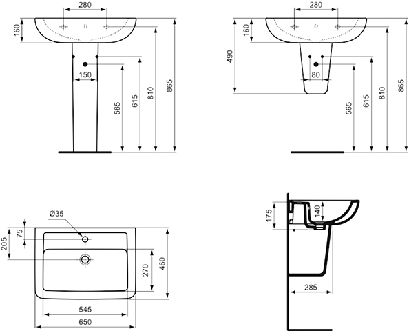 Ideal Standard Eurovit Waschtisch B: 65 T: 46cm weiß V302801