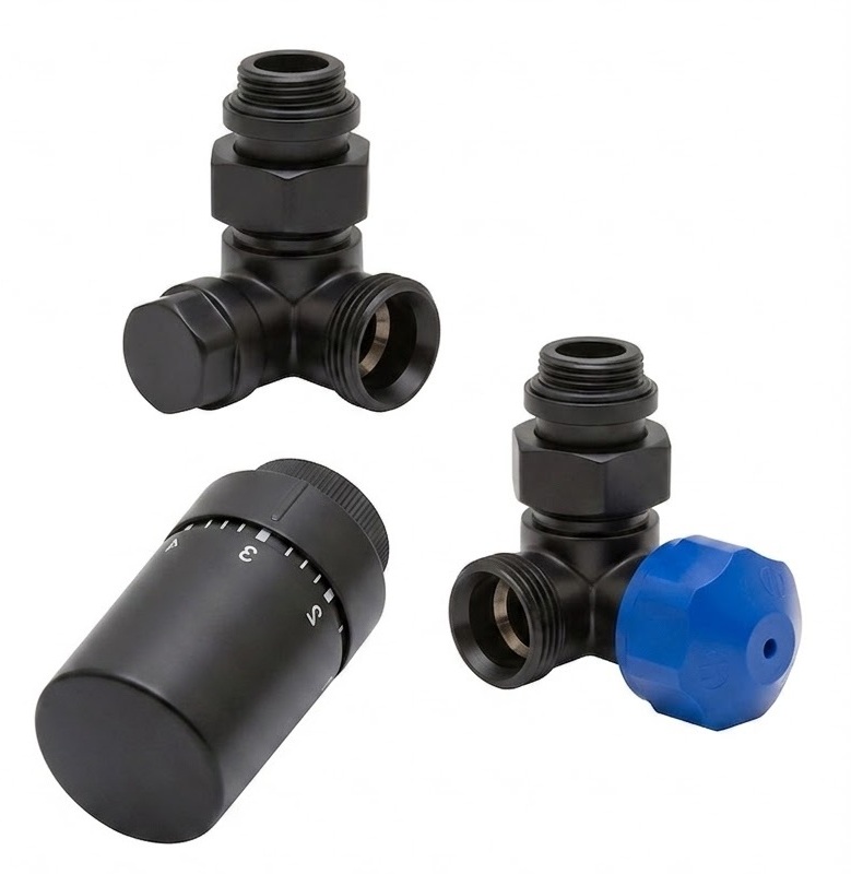 HSK Seitenanschluss Wand Ventil-Set Winkel-Eck rechts, schwarz matt 890835-68