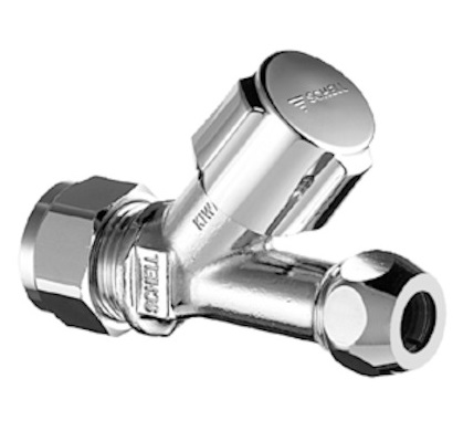 Schell Schrägsitzventil COMFORT Verschraubung 1/2"x15, KIWA, chrom 059130699