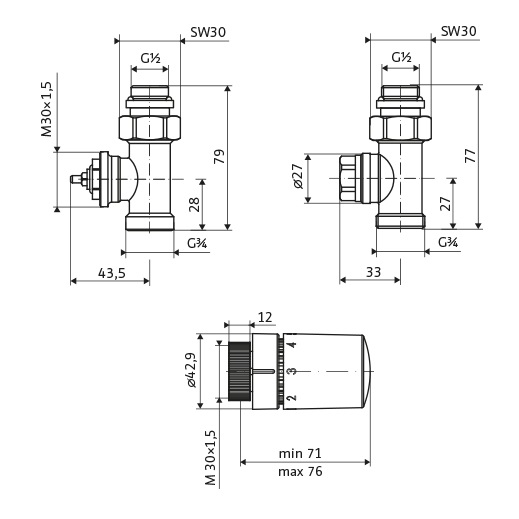 HSK Thermostat Set Durchgang, chrom 890826