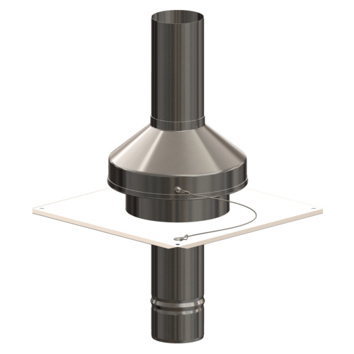 Atec PolyTop Mündungs-Set DN80 Edelstahl mit Endrohr 450mm, 330x330mm 1342