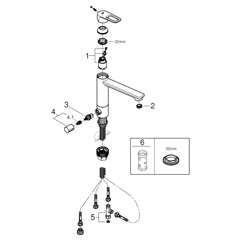 Grohe BauLoop Einhand-Spültischbatterie chrom mittelhoher Auslauf GROHE ZERO Absperrventil 31713000