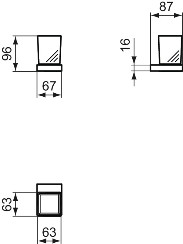 Ideal Standard Zahnputzbecher Conca Cube, eckig, silber T4504GN