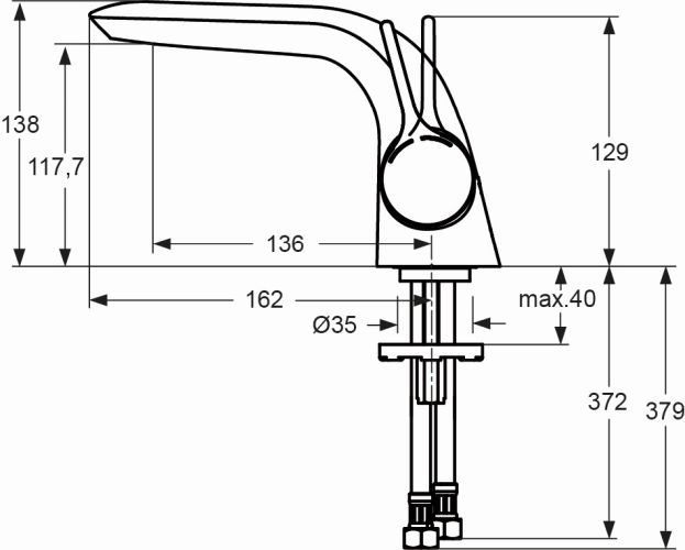 Ideal Standard Melange Waschtischarmatur ohne Ablaufgarnitur chrom A4287AA
