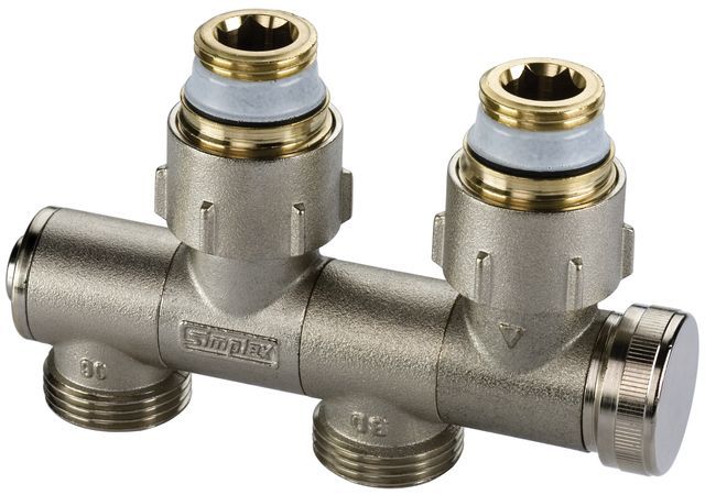 Flamco Hahnblock Variocon, schwenkbar FE1 G3/4i x G3/4a mit Nippel, mit Entleerung F12003