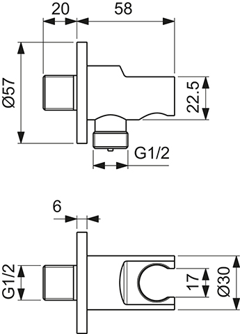 Ideal Standard Wandhalter Idealrain runde Rosette für Handbrause und Brauseschlauch G1/2 chrom BC807AA