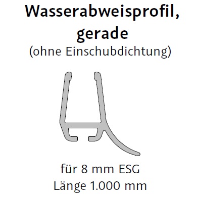 HSK Wasserabweisprofil 8mm Glas, Länge 1.000mm E100058-8