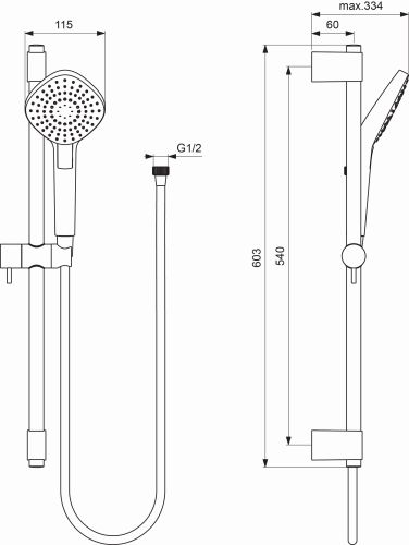 Ideal Standard Brausekombination Idealrain Evo, 600mm 3-Funktionshandbrause Diamond d:115mm, chrom B2234AA
