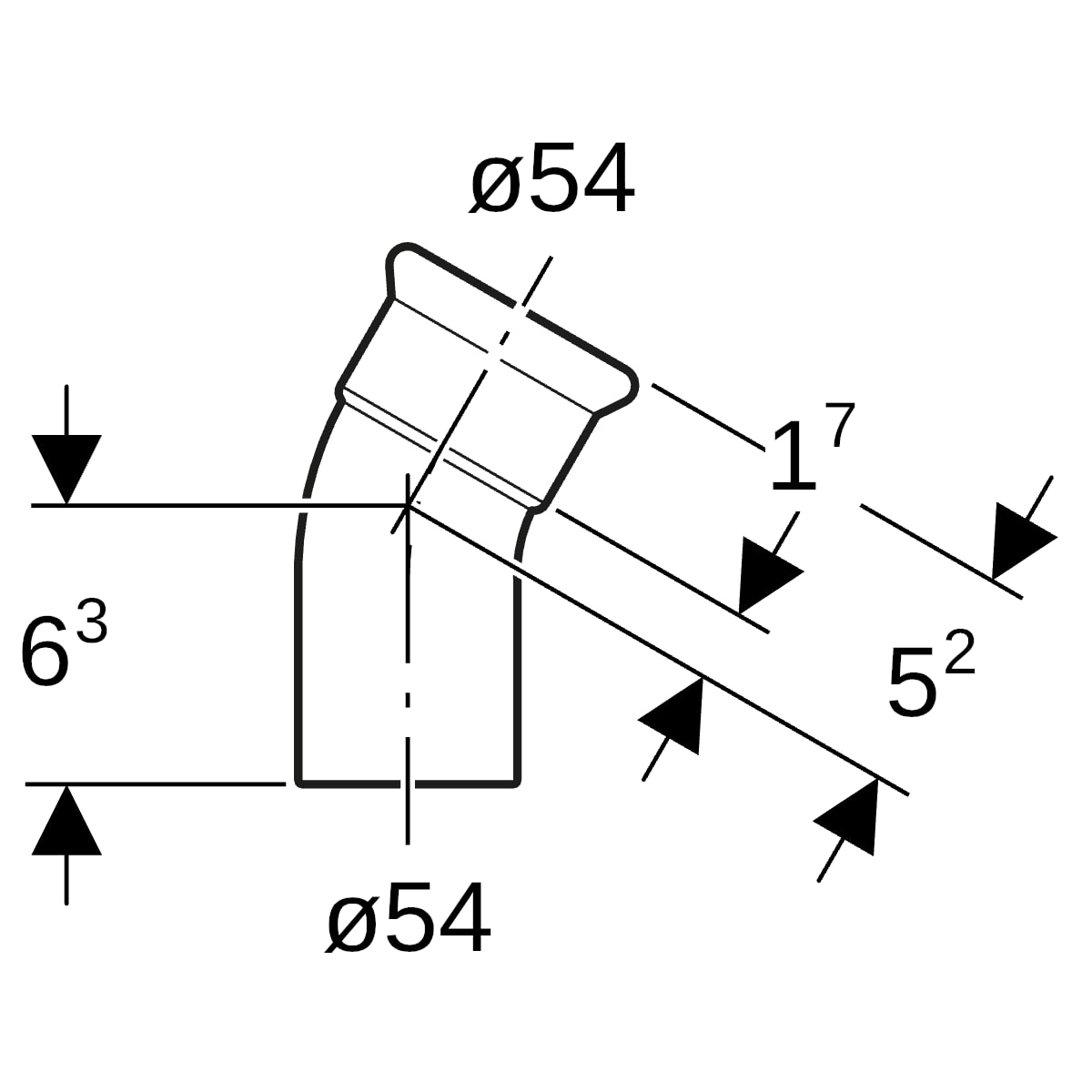 Geberit Mapress Edelstahl Bogen 30 Grad d54 mit Einschubende 36137