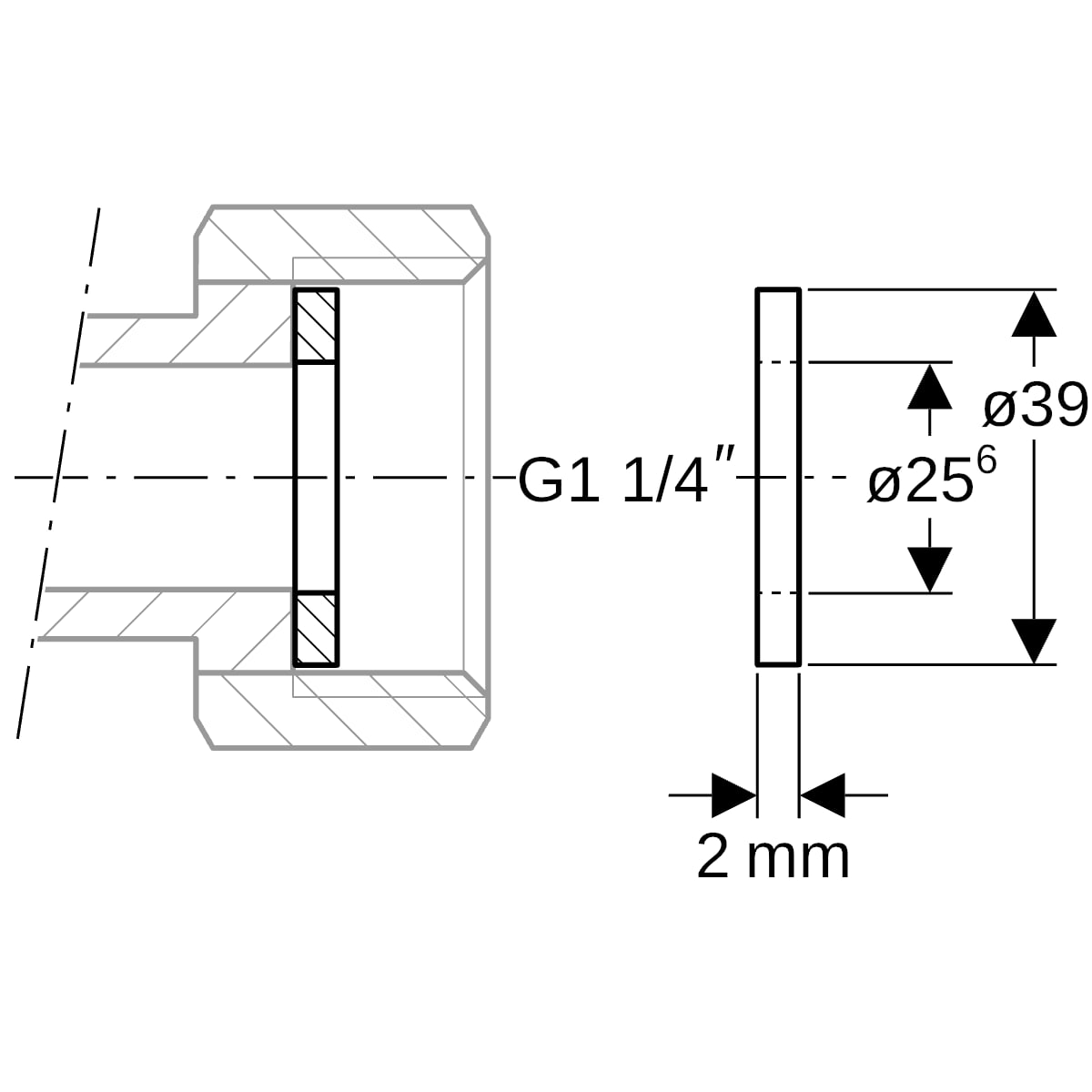 Geberit Mapress Flachdichtung FPM grün d39xdi26x2 G1 1/4" 90095