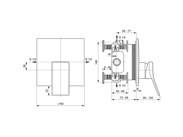 Ideal Standard Brausearmatur UP Conca, Bausatz 2, chrom A7373AA