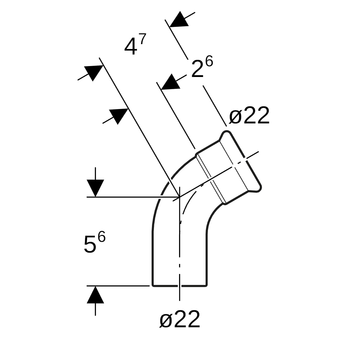 Geberit Mapress Edelstahl Bogen 60 Grad d22 mit Einschubende 36173
