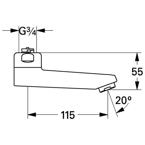 Grohe Gussauslauf 3/4" Ausladung: 115 Höhe: 55mm chrom 13461000
