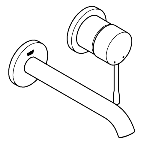 Grohe 2-Loch-Waschtisch-Wandbatterie Essence supersteel Fertigmontage-Set Ausladung 183mm 29192DC1