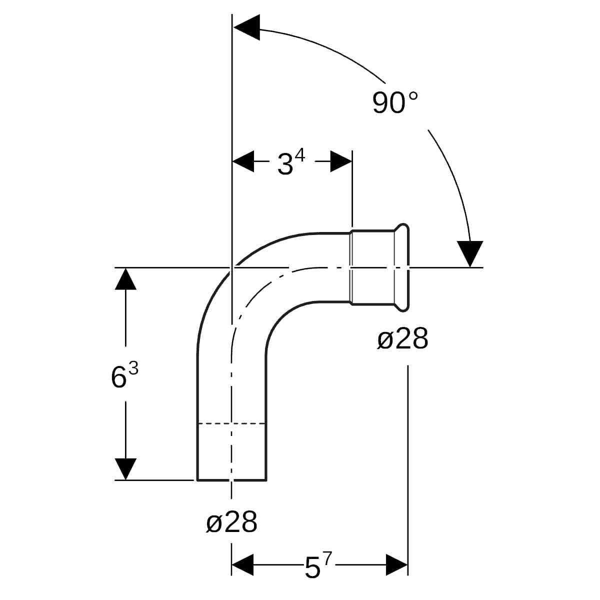 Geberit Mapress Edelstahl Bogen 90 Grad d28 mit Einschubende (LABS-frei) 80305