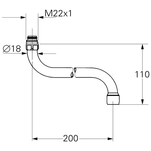 Grohe Rohrauslauf Ausladung: 200mm schwenkbar M22x1 chrom 13051000