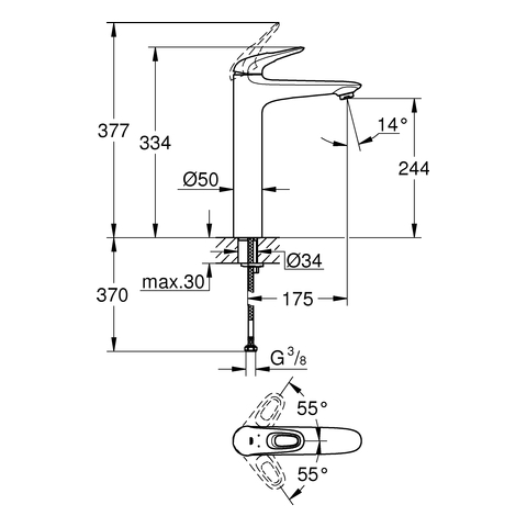 Grohe Eurostyle Einhand-Waschtischbatterie chrom XL-Size glatter Körper 23570003