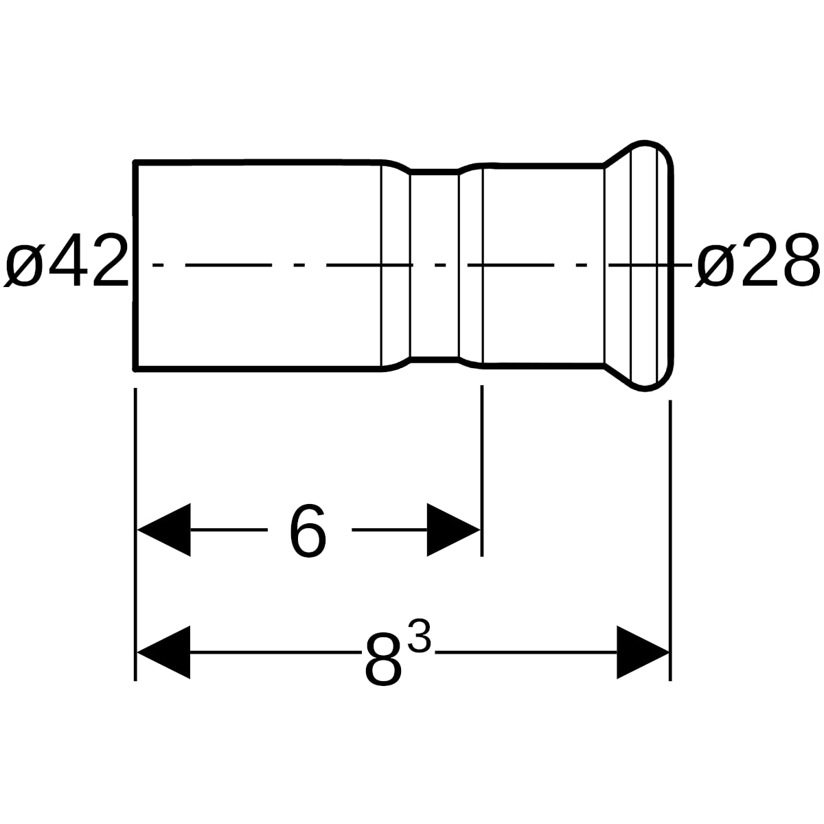 Geberit Mapress Edelstahl Reduktion mit Einschubende (LABS-frei) d42-28 82317