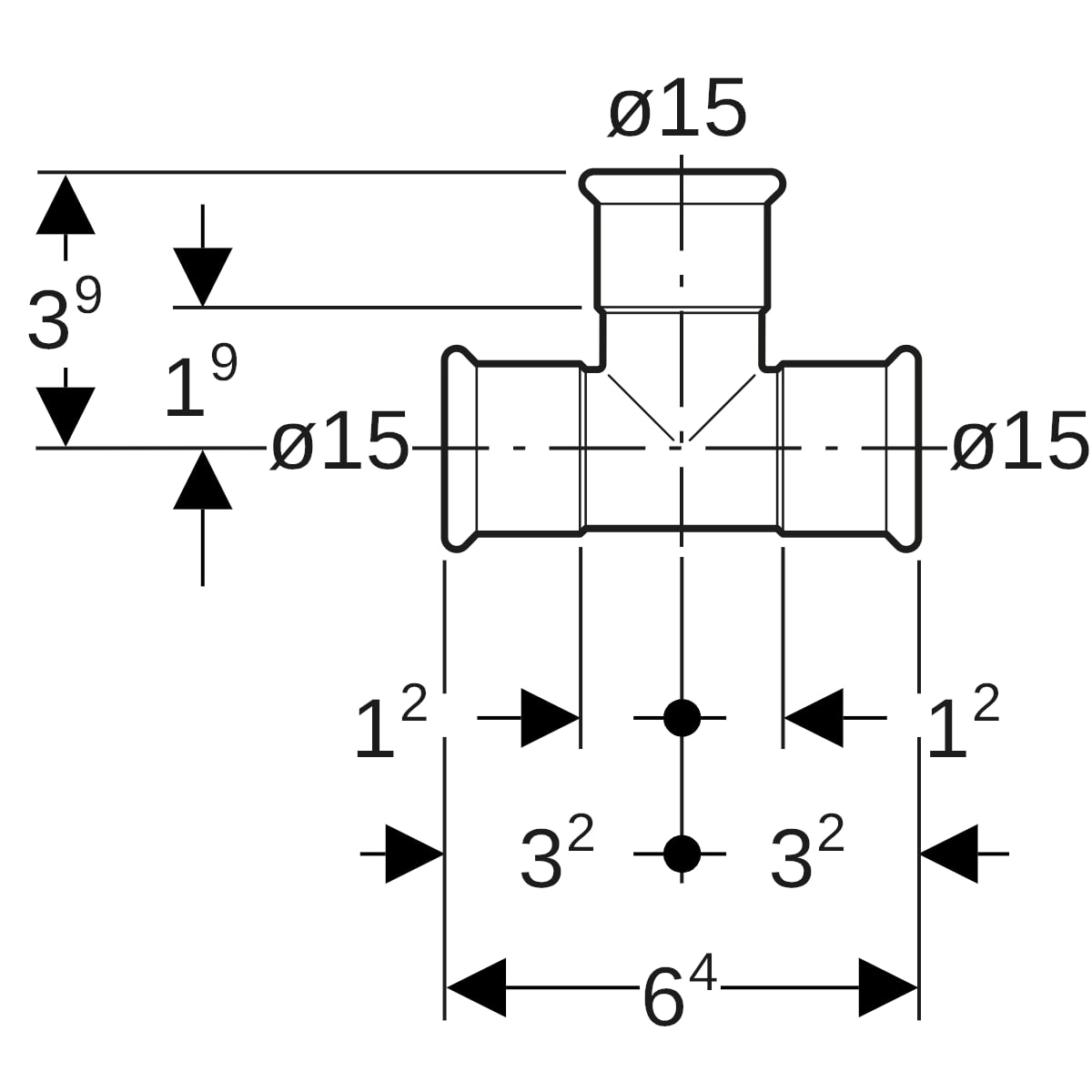 Geberit Mapress Edelstahl T-Stück egal (LABS-frei) d15-15-15 81002