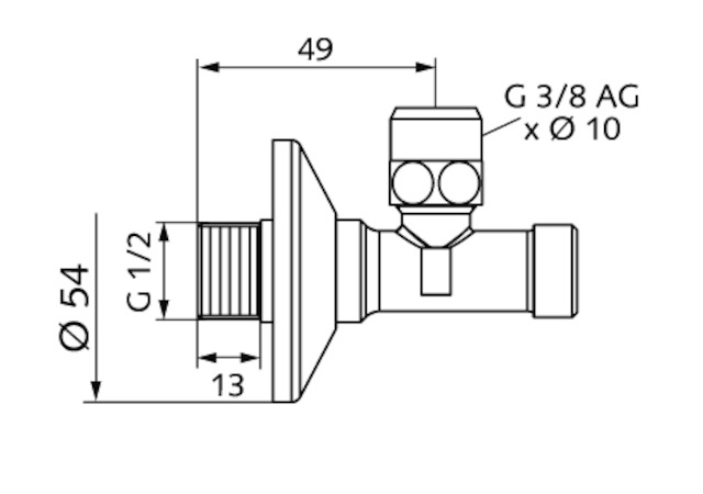 Schell Eckventil, regulierbar gesicherte Betätigung, 1/2", chrom 054050699