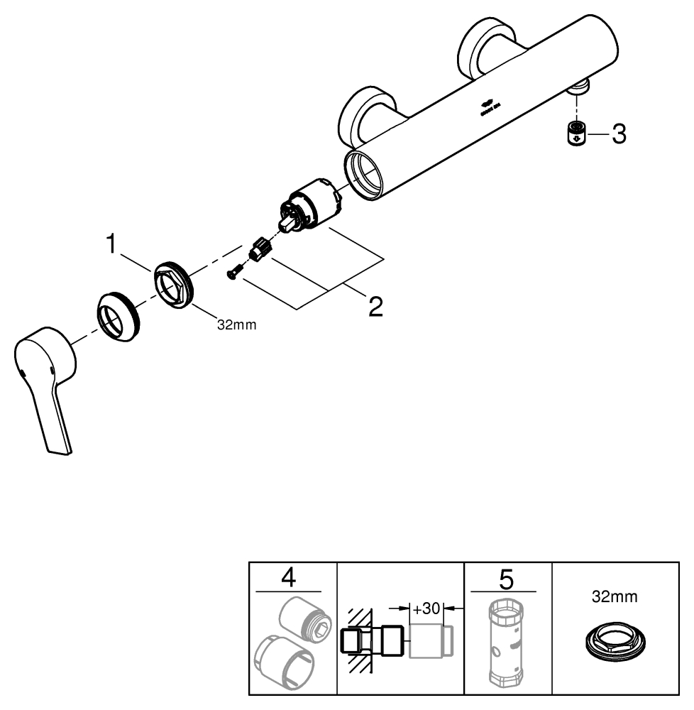 Grohe Allure Einhand-Brausebatterie chrom Wandmontage 32846001