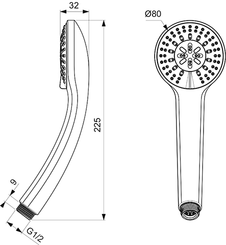Ideal Standard Idealrain 3-Funktionshandbrause d: 80mm, chrom B9401AA