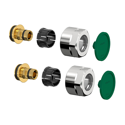 Flamco Design-Klemmverschraubung-Set F3 17x2 x G3/4i Eurokonus Messing hochglanz verchromt F11483