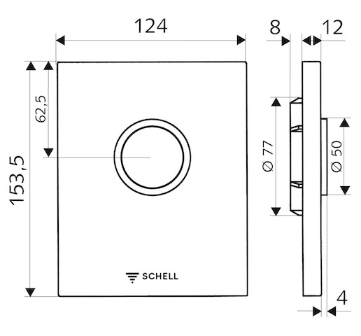 Schell Urinal-Betätigungsplatte EDITION für COMPACT II, edelstahl 028012899