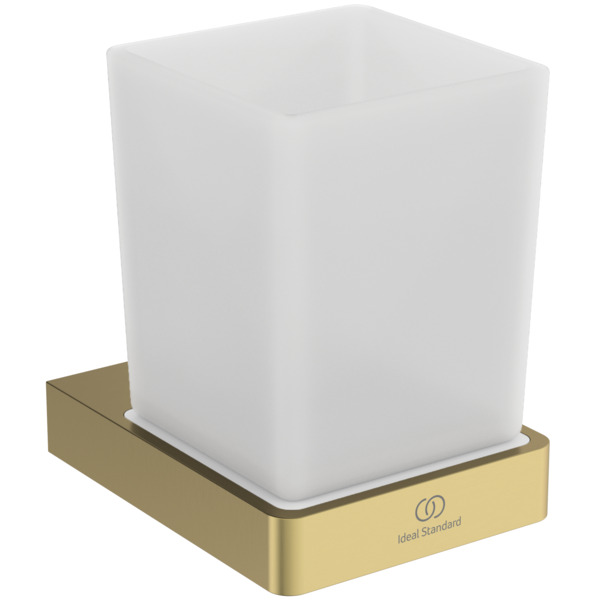 Ideal Standard Zahnputzbecher Conca Cube, eckig, gold gebürstet T4504A2