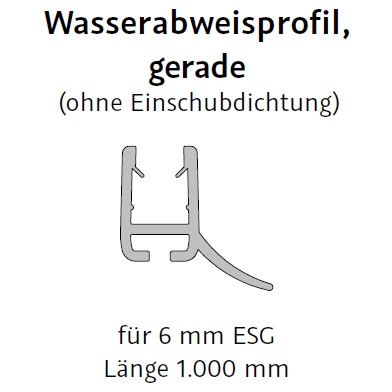 HSK Wasserabweisprofil gerade, 6mm Glas, Länge 1.000mm E100058-6