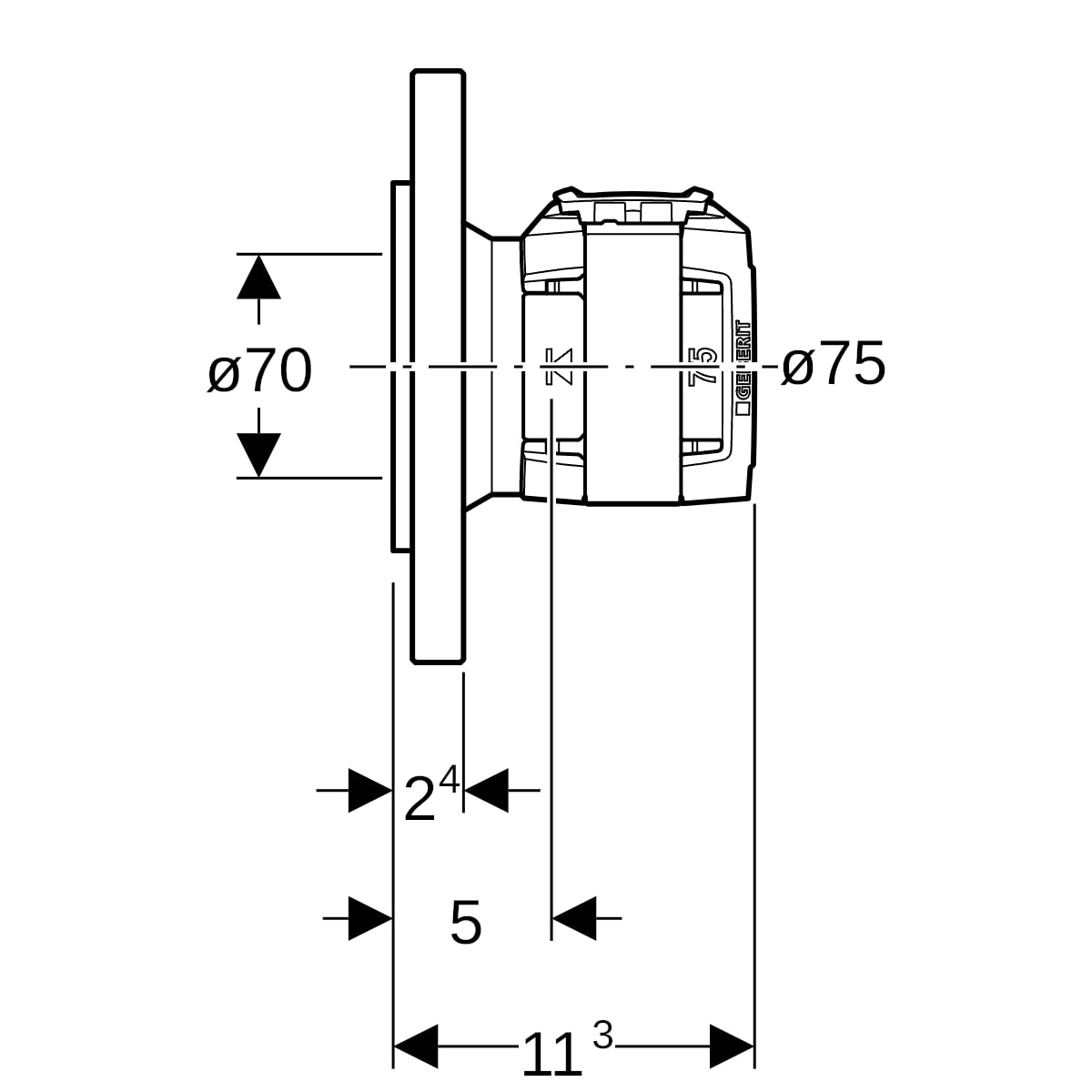 Geberit FlowFit Flansch PN10/16, mit Presseinheit SiBr d75-PN10/16 619.617.00.1