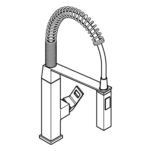 Grohe Eurocube Einhebel-Spültischbatterie supersteel mit Profibrause, Ausladung 234mm 31395DC0