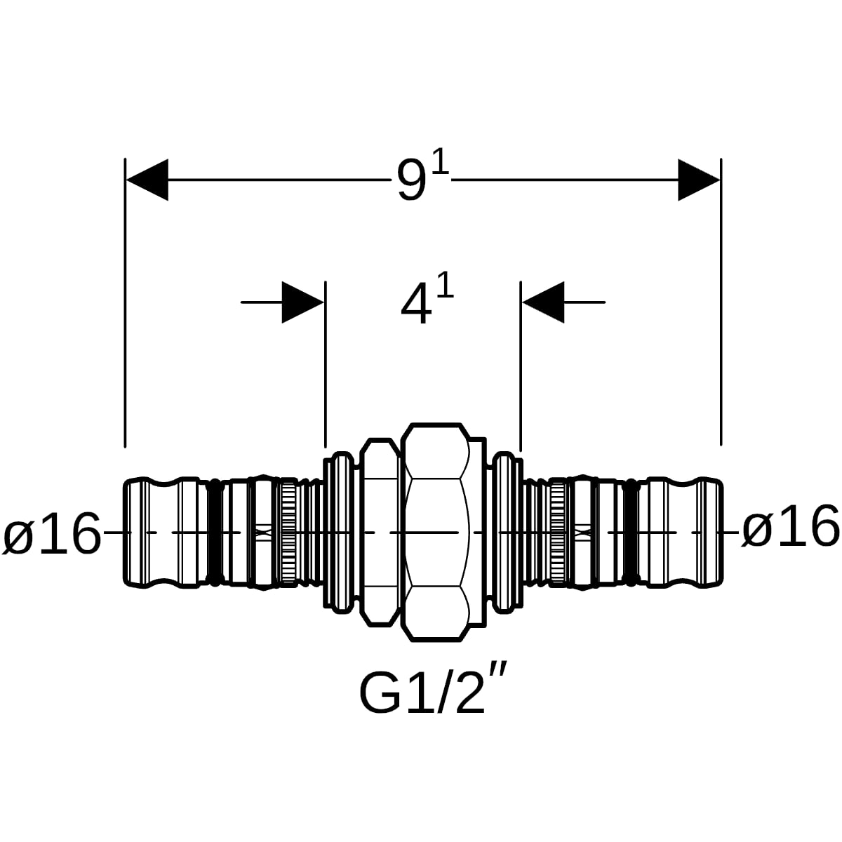 Geberit Mepla Verschraubung Rotguss d16 601.571.00.5